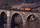 Dia-Eisenbahnmotiv-Viadukt Hetzdorf Arbeitszug 346 08.04.1992