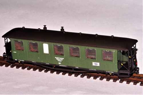 grofenstriger Reisezugwagen Nr. 0091 der Mansfelder Bergwerksbahn, Holzverkleidung,  H0e